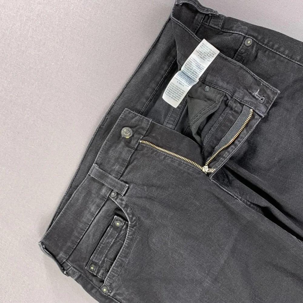 True Religion Geno‎ Jeans Mens 38x34 Black Relaxed Slim Straight Rinse Denim